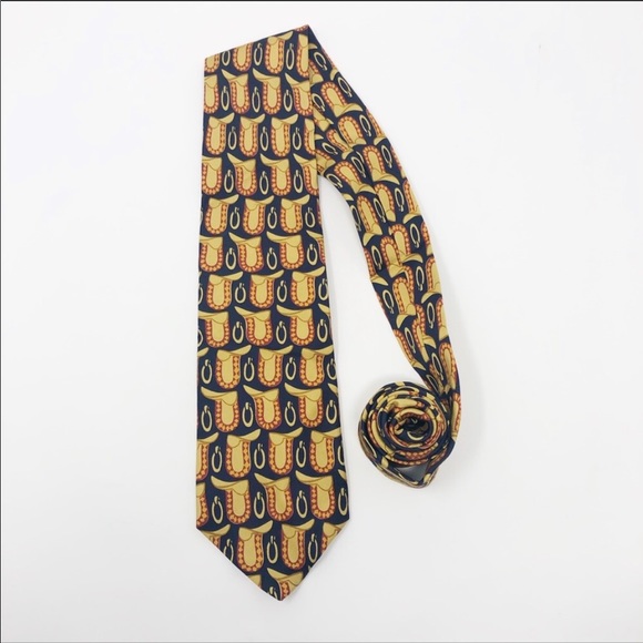Gucci Red Blue Gold Geometric Horsebit Silk Tie - Picture 2 of 6